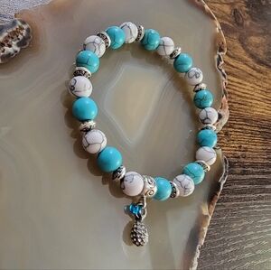 New Hand Beaded Howlite Gemstone Bracelet
